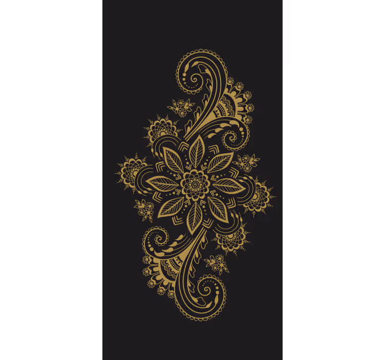 花卉卷簾道 错综复杂的金色花朵 - TenStickers