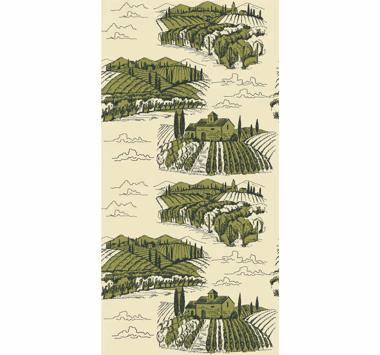 盲人加花草的葡萄园风景视图 - TenStickers