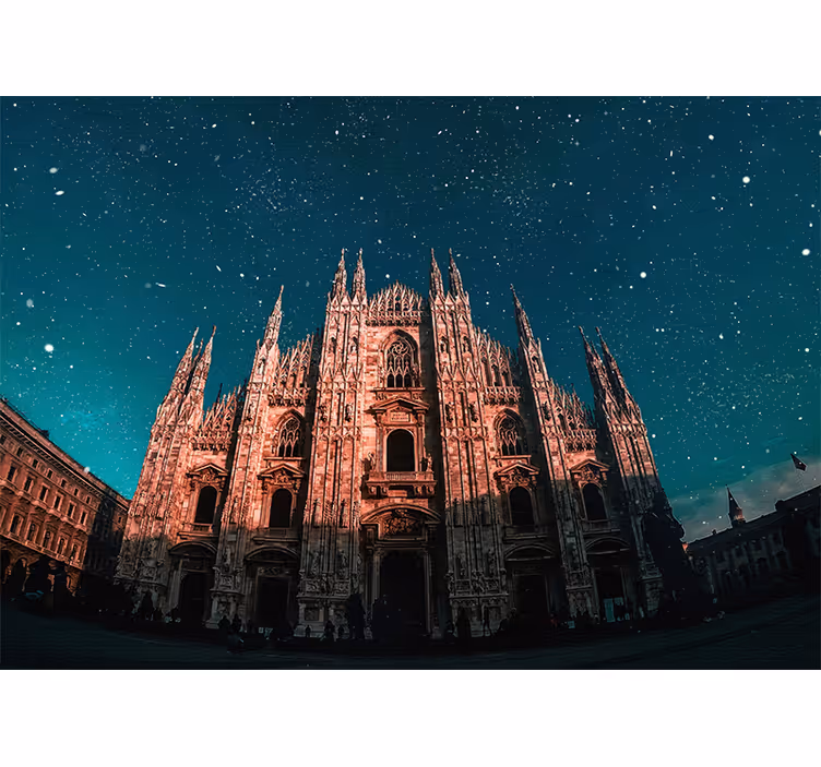 壁画 马德里 米兰大教堂夜景 - TenStickers