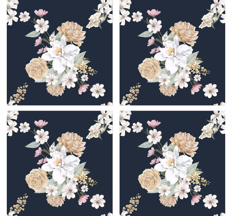 复古花艺杯垫 - TenStickers