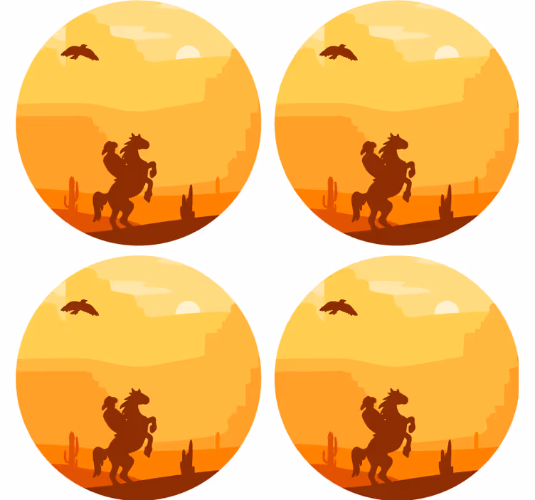 复古杯垫日落沙漠场景 - TenStickers
