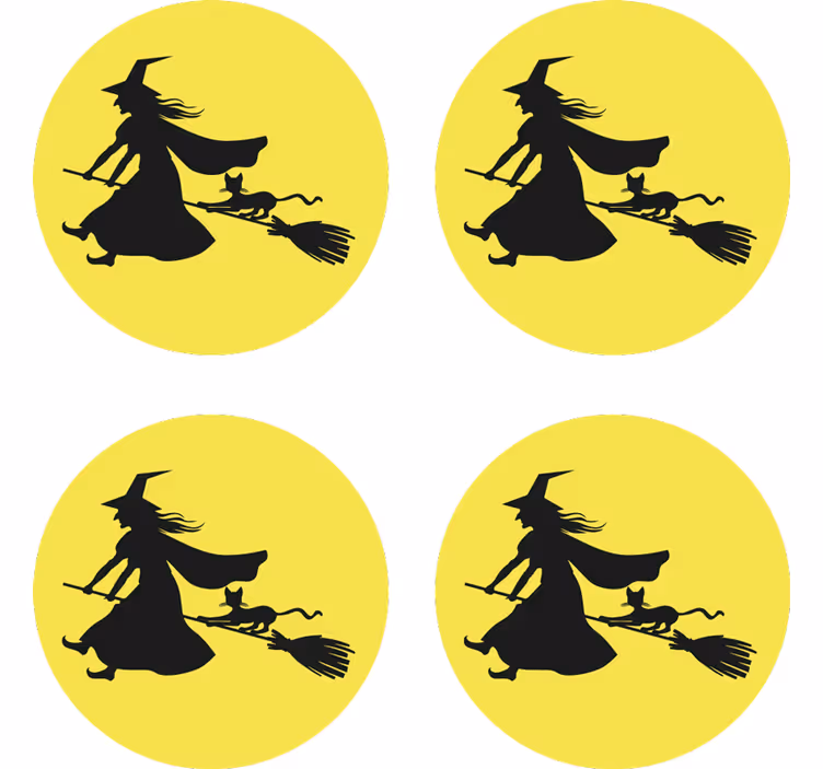 杯垫 万圣节过山车 女巫骑扫帚 - TenStickers