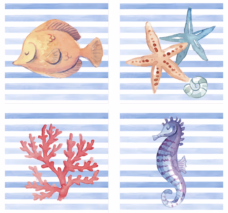 杯垫 瓷砖 海洋生物艺术作品 - TenStickers