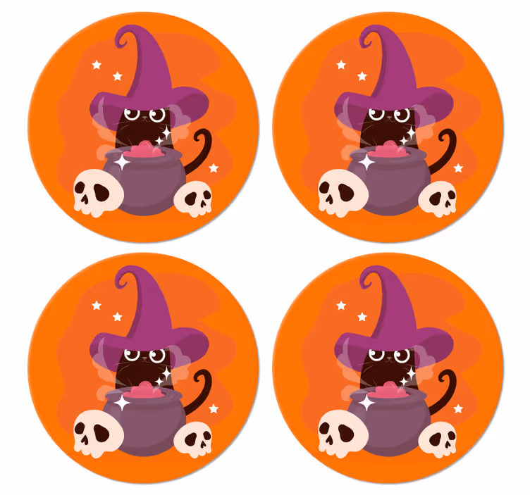 猫女巫帽子图万圣节过山车 - TenStickers