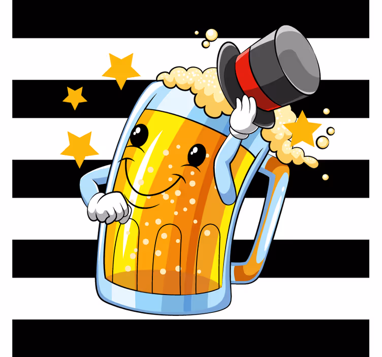 杯垫 啤酒垫 快乐啤酒杯吉祥物 - TenStickers