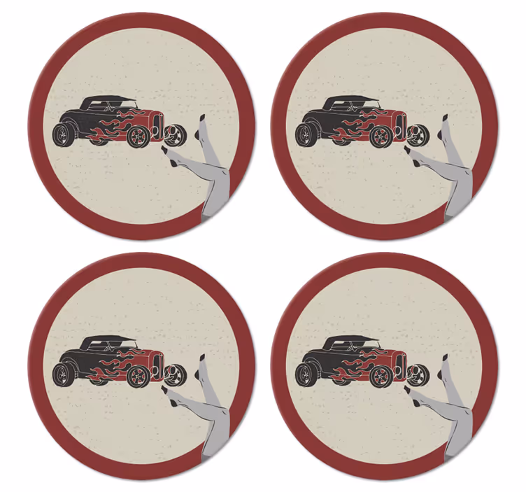 复古杯垫火焰热车 - TenStickers