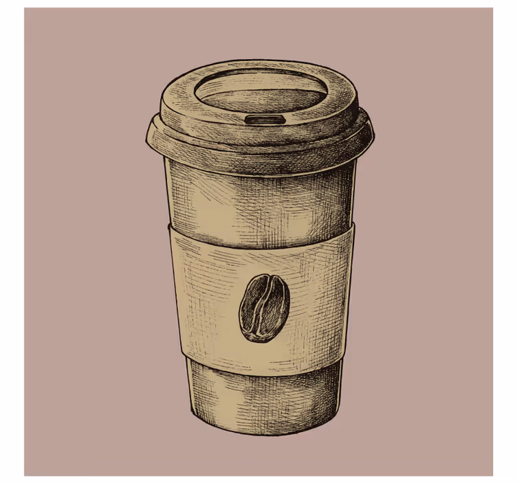 复古杯垫插画咖啡杯 - TenStickers