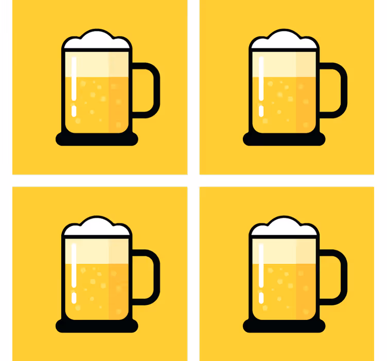 杯垫 啤酒垫 黄色啤酒杯插图 - TenStickers