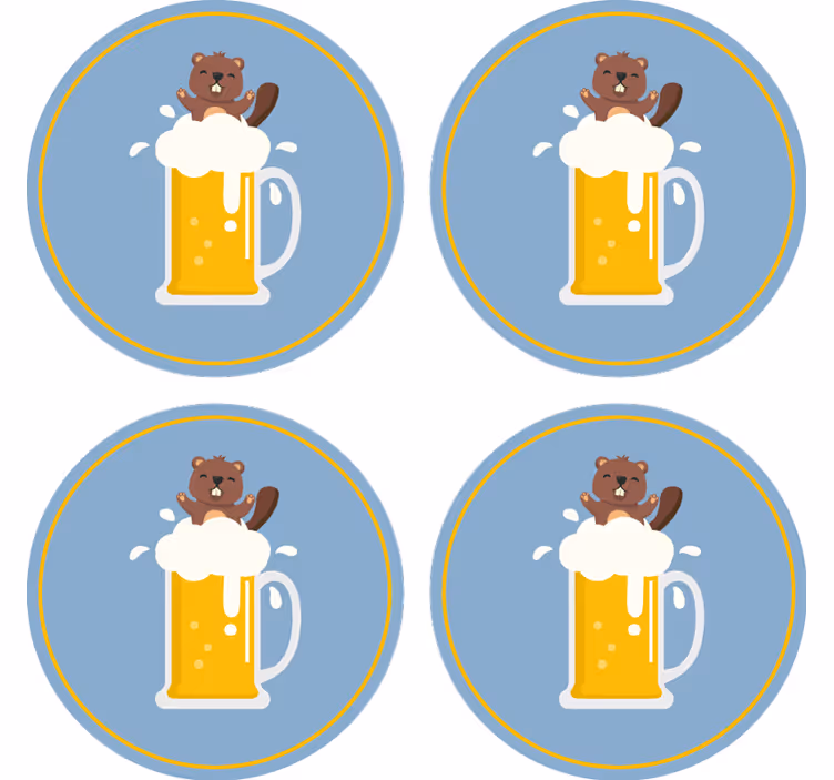 杯垫 啤酒垫 快乐的海狸杯 - TenStickers