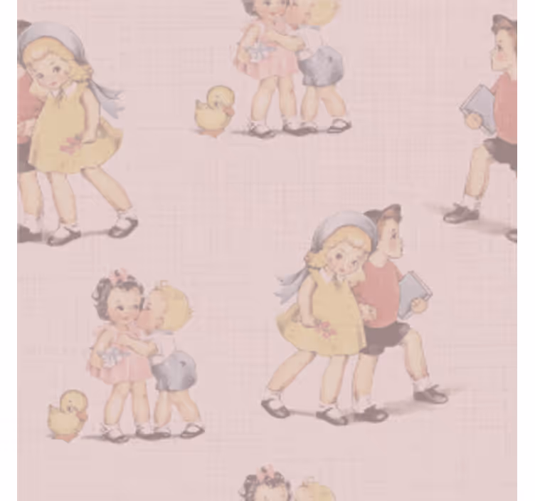 复古杯垫搭配趣味儿童插画 - TenStickers