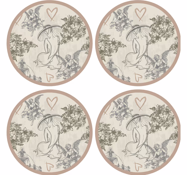 复古杯垫优雅花卉图案 - TenStickers