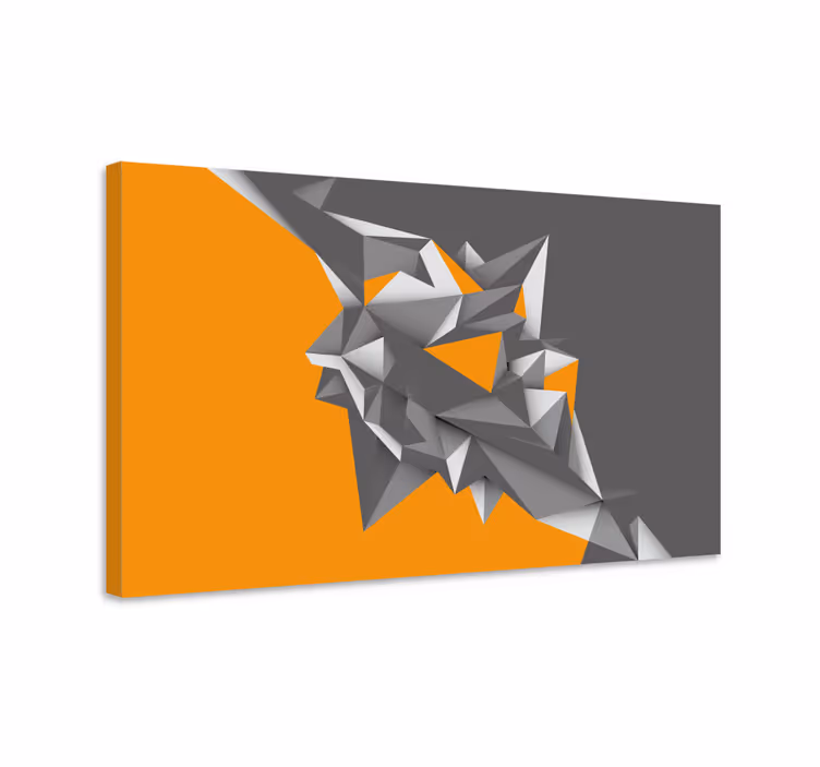 灰色和橙色几何 3d 画布打印 - TenStickers