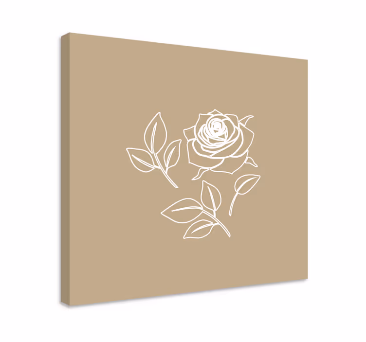 详细的玫瑰米色背景花画布 - TenStickers
