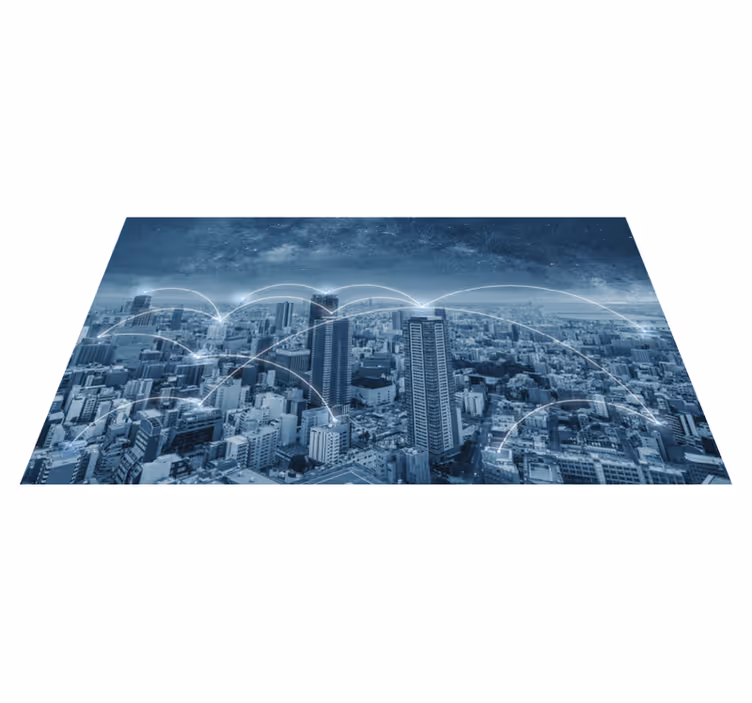 卧室乙烯基地毯贴纸衣柜门摩天大楼风景 - TenStickers