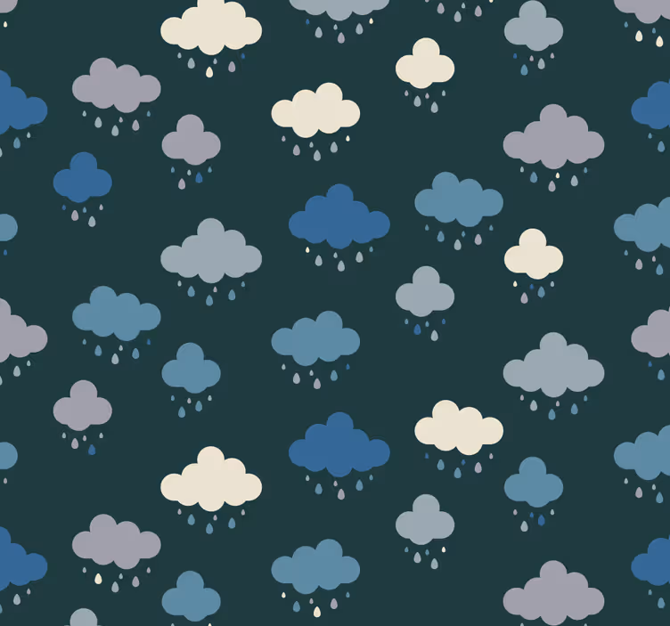 幼儿园墙纸云朵雨景 - TenStickers