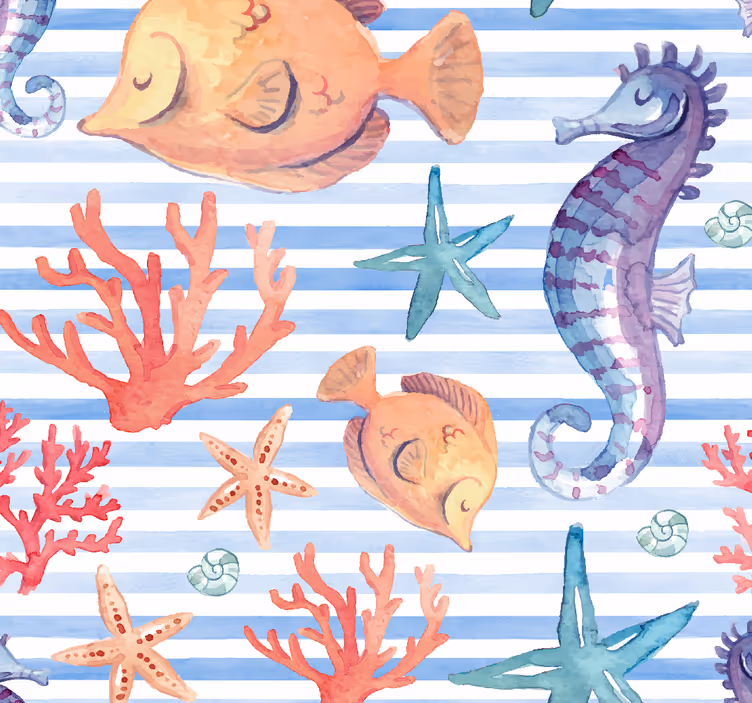 墙纸 鱼 海洋动物格局 - TenStickers