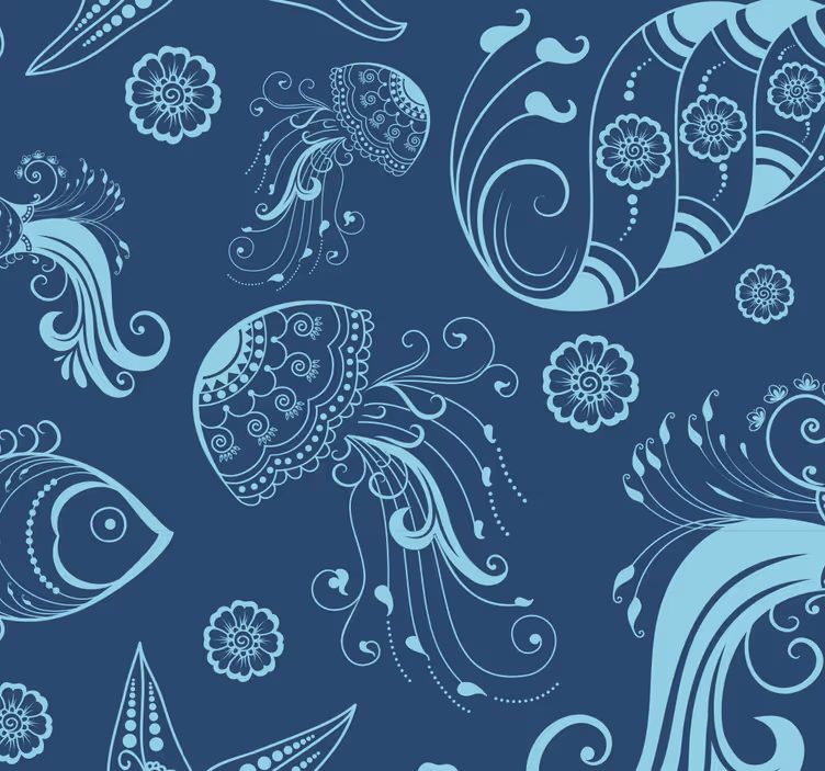 墙纸 鱼 海洋素描图案 - TenStickers