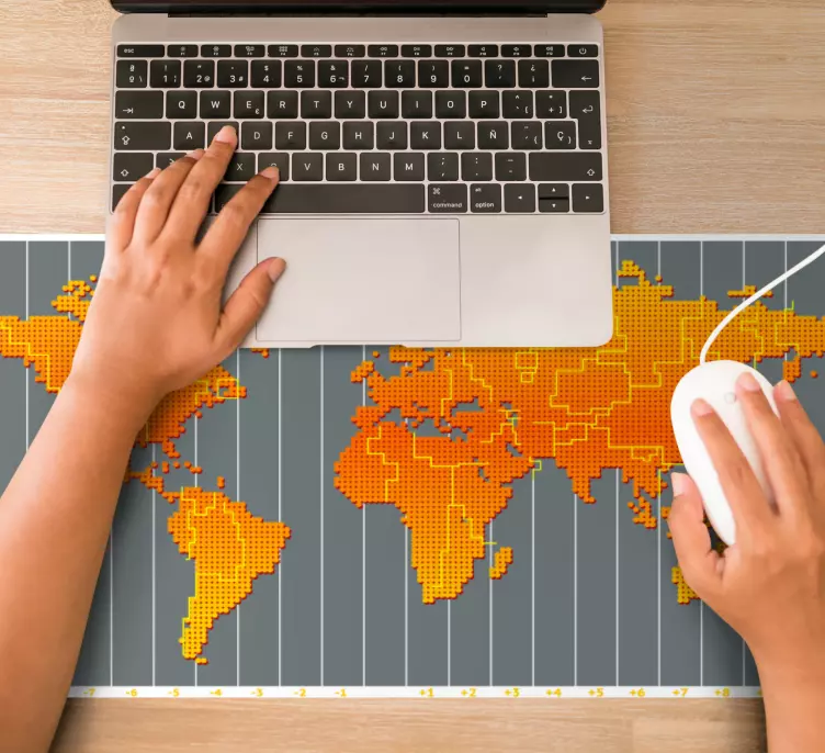 世界地图时区 世界地图鼠标垫 - TenStickers