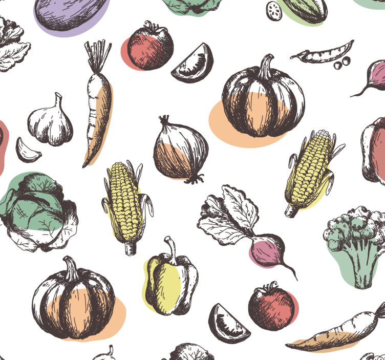 盲人厨房复古风格食材图案 - TenStickers