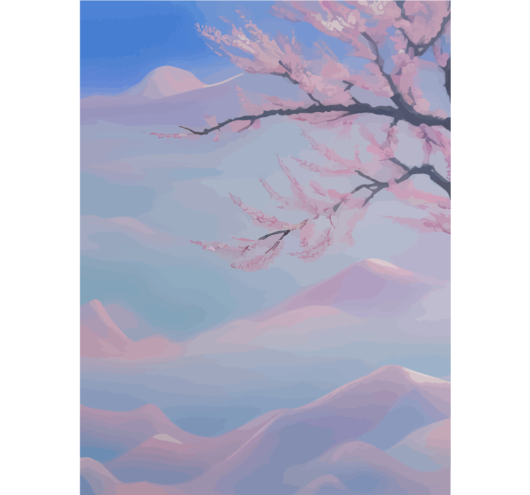 盲人浴室与禅意樱花枝条相伴 - TenStickers