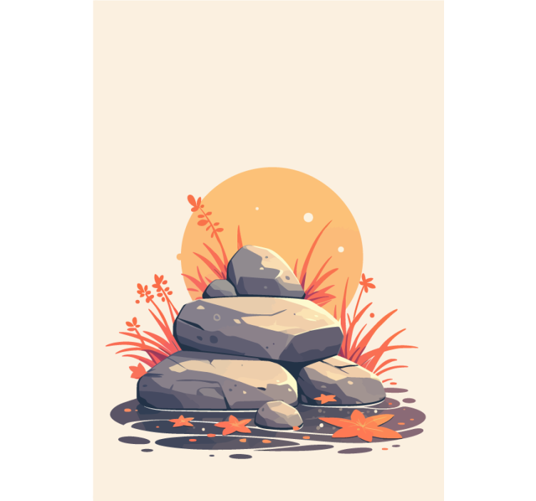 盲人浴室水上的石头 - TenStickers