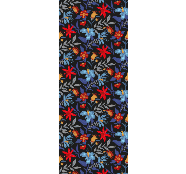 盲人主卧室設備花卉印花“特里科”黑色 - TenStickers