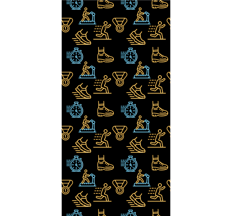 现代盲人跑步矢量图标霓虹色在黑色背景上 - TenStickers