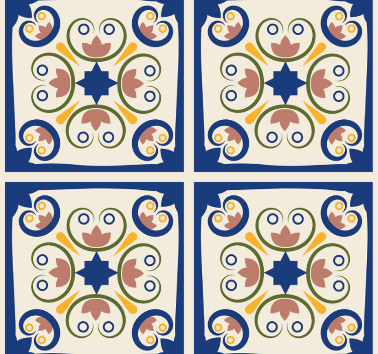 现代盲人粉色花朵葡萄牙瓷砖 - TenStickers