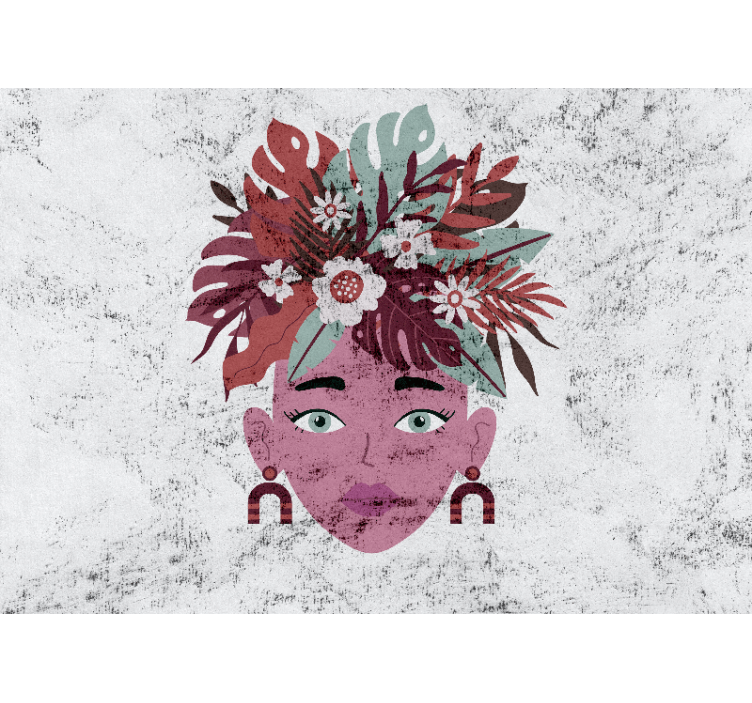 盲人白色现代女性与花卉设计 - TenStickers