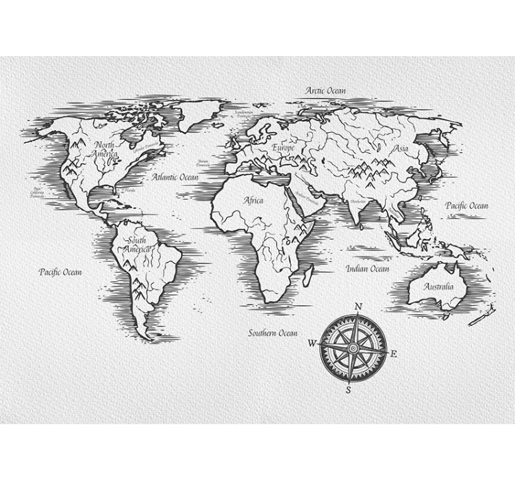 盲人白色优雅世界地图绘图 - TenStickers