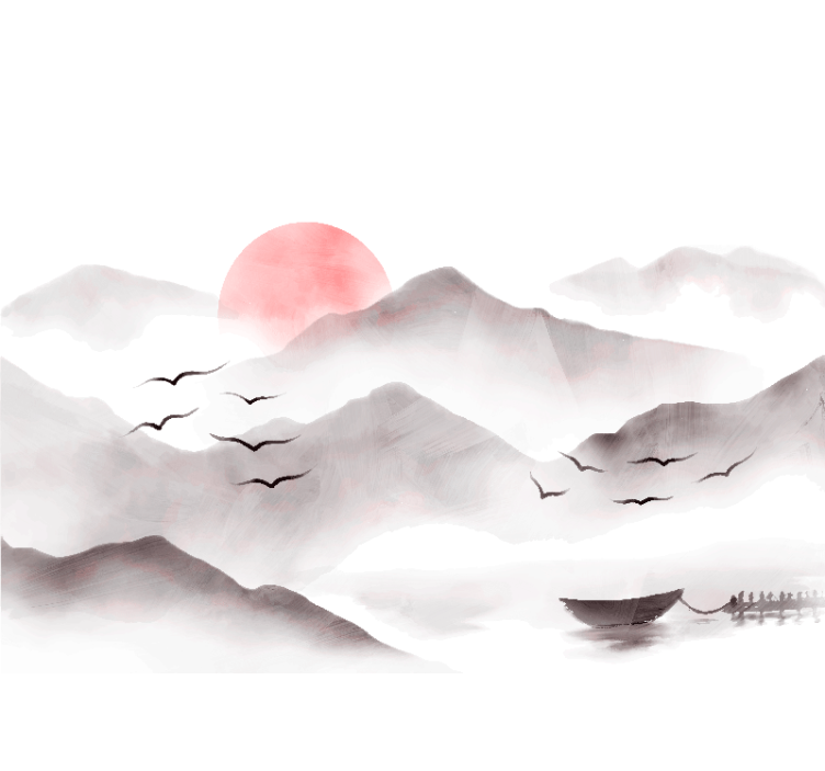 盲人白色山水画 - TenStickers