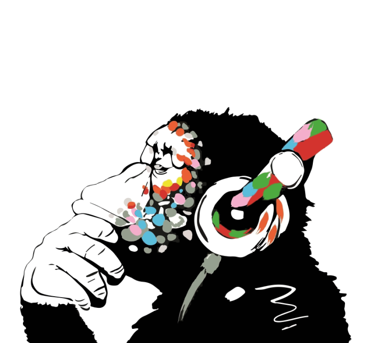 盲人客厅设计与单色班克西音乐相结合 - TenStickers