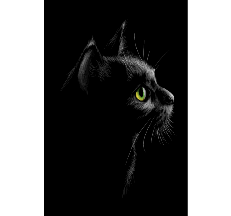 盲人客厅设计绿色眼睛的猫咪 - TenStickers