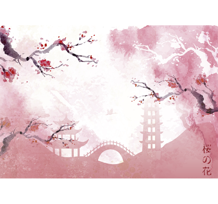 盲人客厅设计樱花全景 - TenStickers