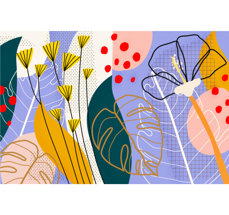 盲人客厅设计色彩花卉抽象画 - TenStickers