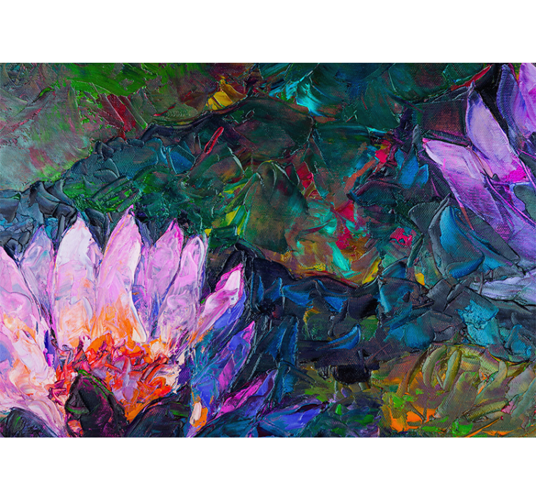盲人客厅设计油画荷花 - TenStickers