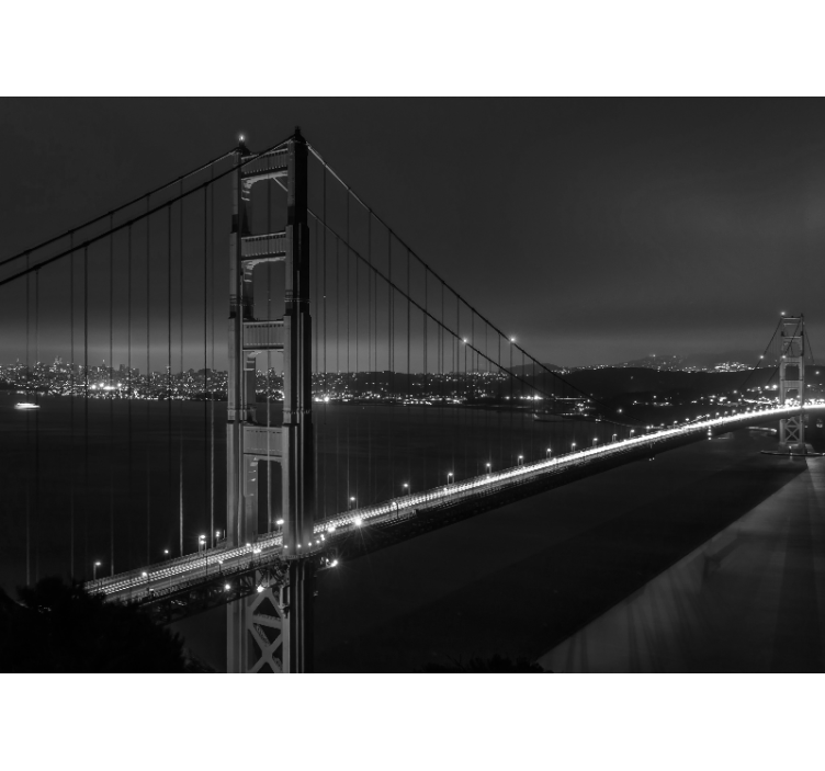 盲人客厅设计金门大桥夜景黑白图 - TenStickers