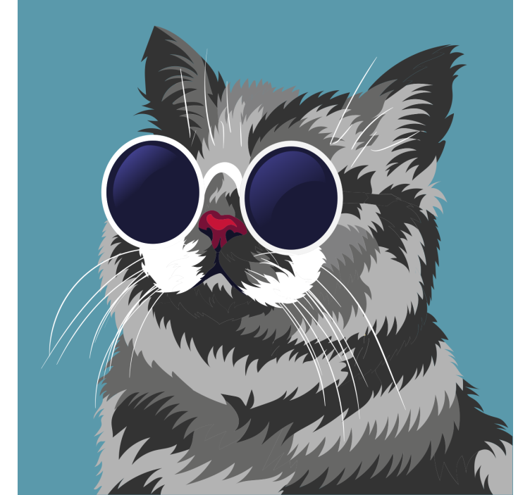盲人客厅设计趣味灰猫画作 - TenStickers