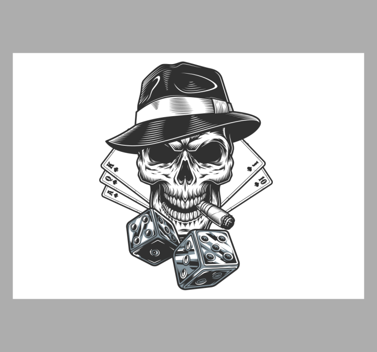 盲人白色 骰子与骷髅卡片 - TenStickers