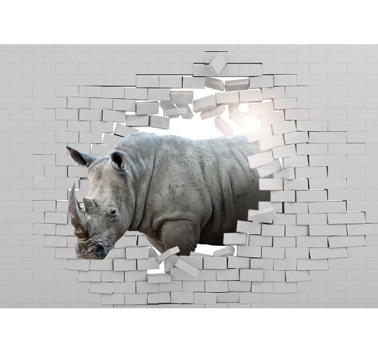 盲人白色3d犀牛模型 - TenStickers