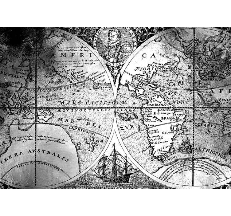 盲人灰色黑白世界地图 - TenStickers