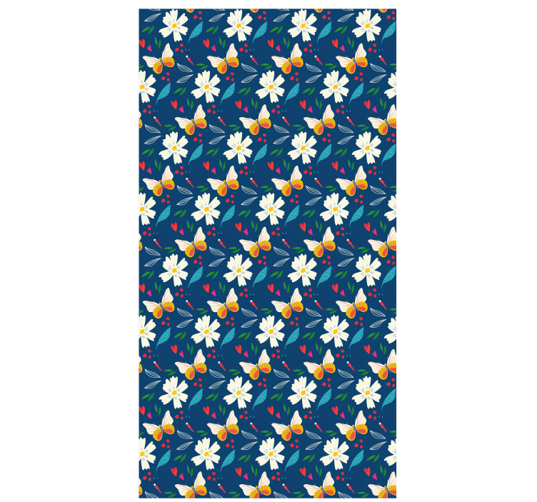 卷簾花草 花卉图案设计 - TenStickers