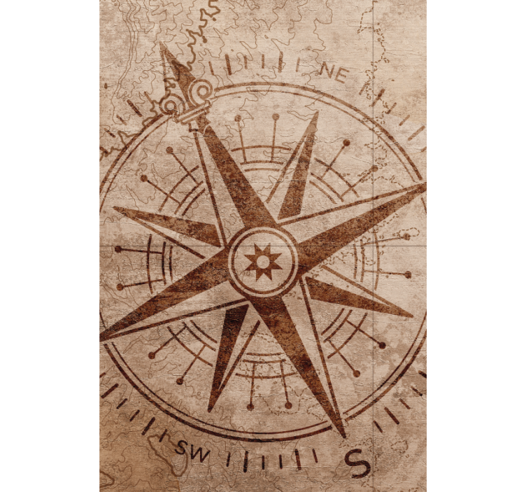 带世界地图的盲人复古指南针设计 - TenStickers