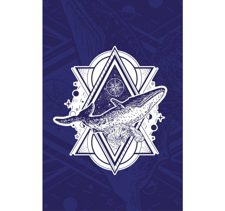 指南针和鲸鱼插图复古卷簾 - TenStickers