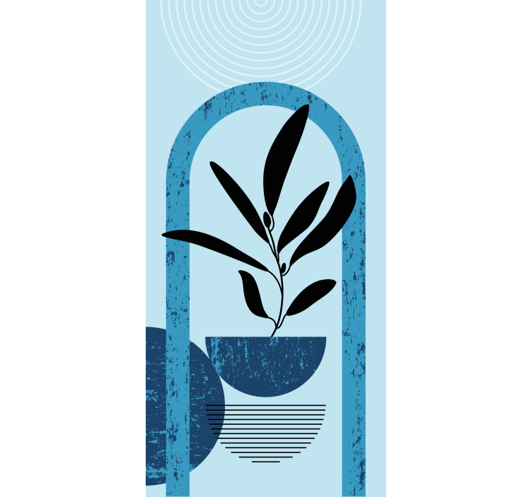 盲人花草蓝色时尚花盆植物 - TenStickers