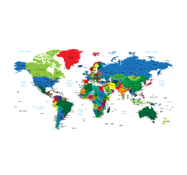 带世界地图的卷簾 政治地图学 - TenStickers