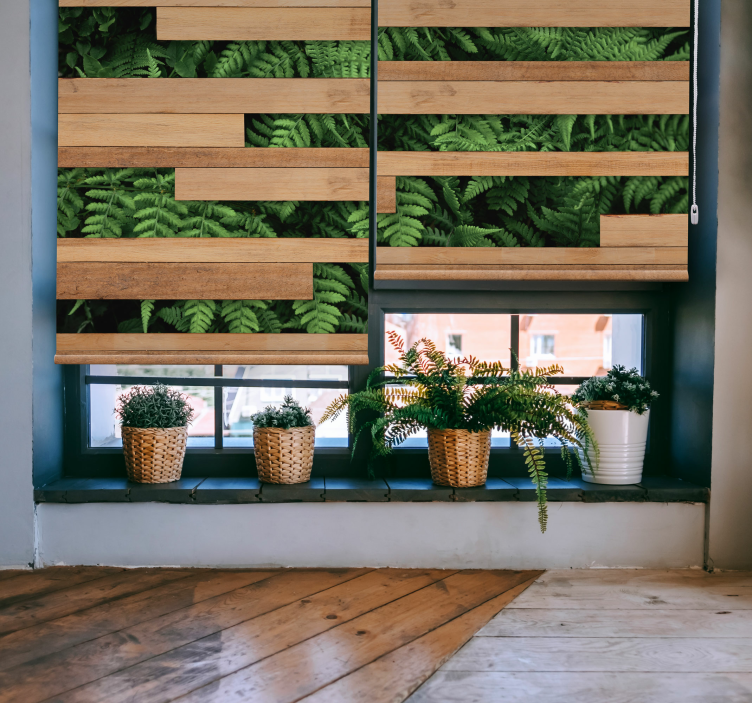 有树的百叶窗与郁郁葱葱的绿叶覆盖 - TenStickers