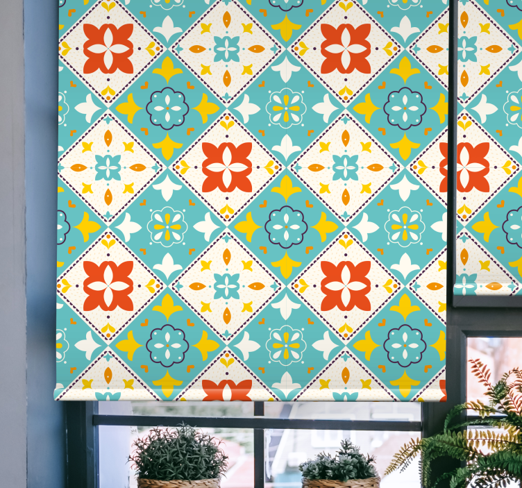 盲人浴室采用蓝色和米色瓷砖 - TenStickers