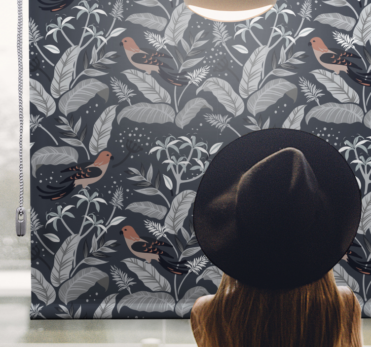 卷簾加花草 鸟树叶图案 - TenStickers