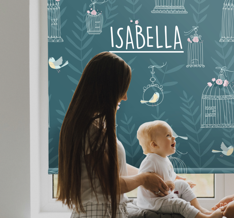 盲童蓝色鸟笼带名字 - TenStickers